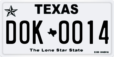 TX license plate DOK0014