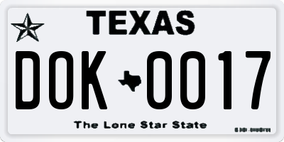 TX license plate DOK0017