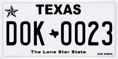 TX license plate DOK0023