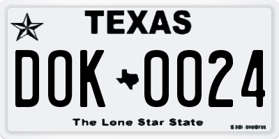 TX license plate DOK0024