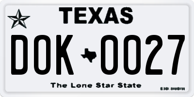 TX license plate DOK0027