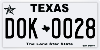TX license plate DOK0028