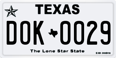 TX license plate DOK0029