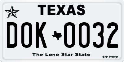TX license plate DOK0032