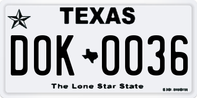 TX license plate DOK0036