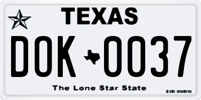 TX license plate DOK0037
