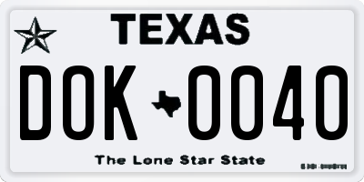 TX license plate DOK0040