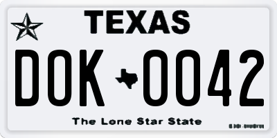 TX license plate DOK0042