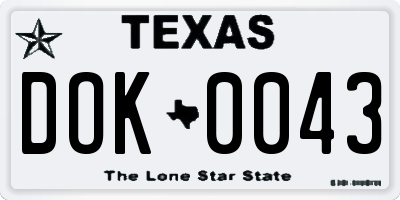 TX license plate DOK0043