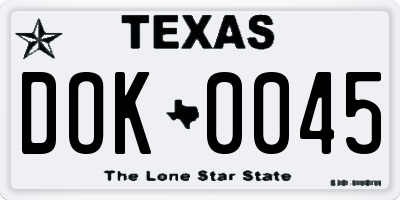 TX license plate DOK0045