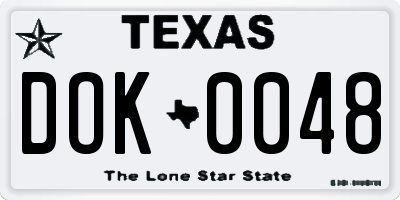TX license plate DOK0048