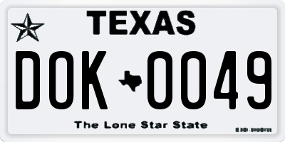 TX license plate DOK0049