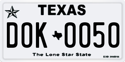 TX license plate DOK0050