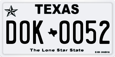 TX license plate DOK0052