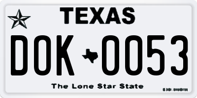 TX license plate DOK0053
