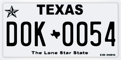 TX license plate DOK0054