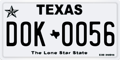 TX license plate DOK0056