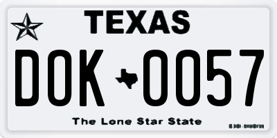 TX license plate DOK0057