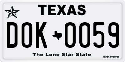 TX license plate DOK0059