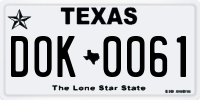 TX license plate DOK0061