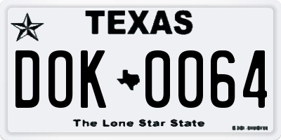 TX license plate DOK0064