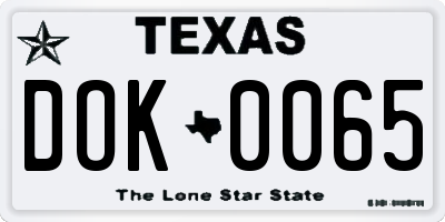 TX license plate DOK0065