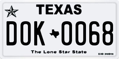 TX license plate DOK0068