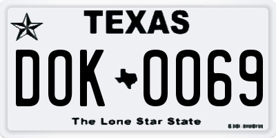 TX license plate DOK0069