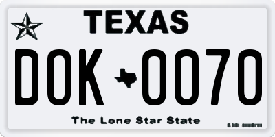 TX license plate DOK0070