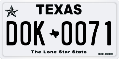 TX license plate DOK0071