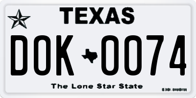 TX license plate DOK0074