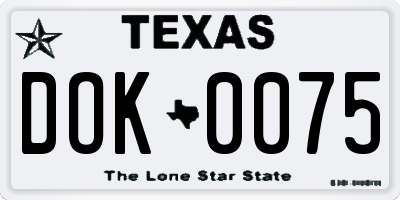 TX license plate DOK0075