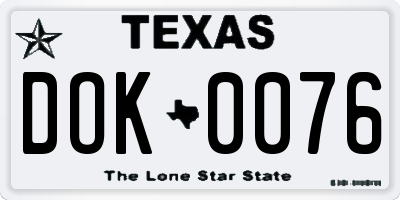 TX license plate DOK0076