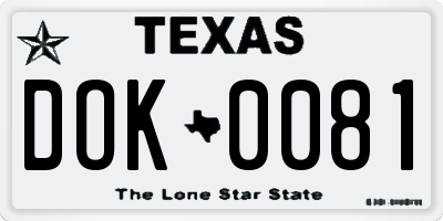 TX license plate DOK0081