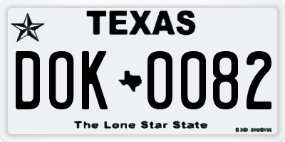 TX license plate DOK0082