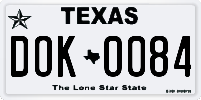 TX license plate DOK0084