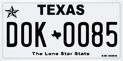 TX license plate DOK0085