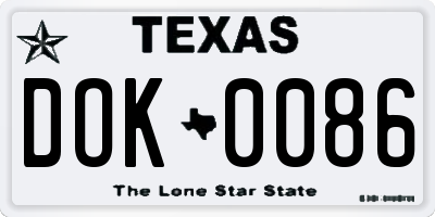 TX license plate DOK0086