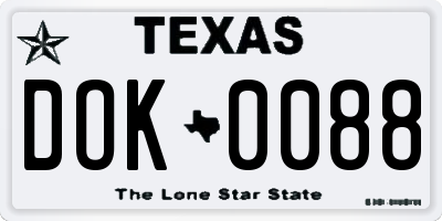 TX license plate DOK0088