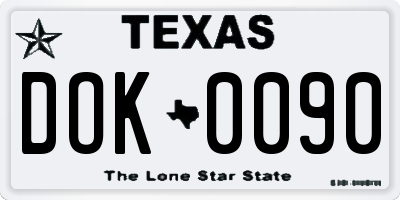 TX license plate DOK0090