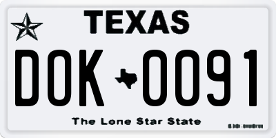 TX license plate DOK0091