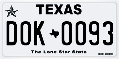 TX license plate DOK0093