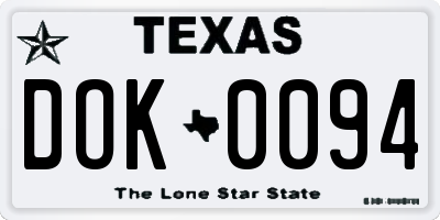 TX license plate DOK0094