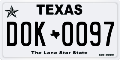 TX license plate DOK0097