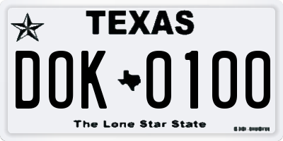 TX license plate DOK0100