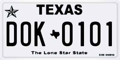 TX license plate DOK0101