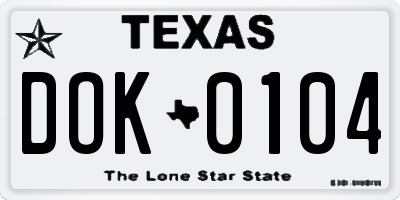 TX license plate DOK0104