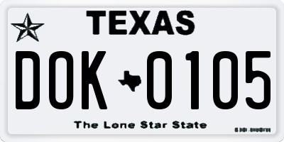 TX license plate DOK0105