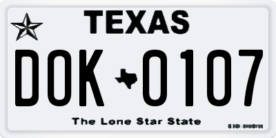 TX license plate DOK0107