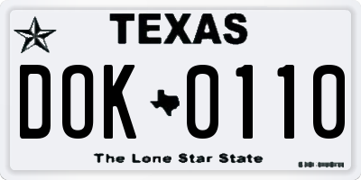 TX license plate DOK0110